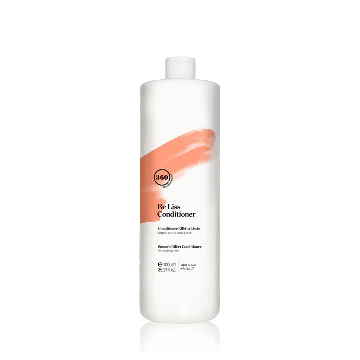 360 Be Liss Shampoo in a 1-liter bottle, featuring sleek packaging and a pump dispenser, designed for smooth, shiny hair.