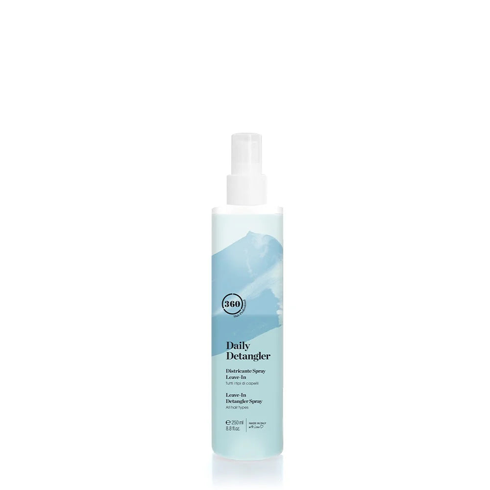 360 Daily Detangler 250ml styling spray bottle, lightweight hair detangler and moisturizer for smooth, manageable hair.