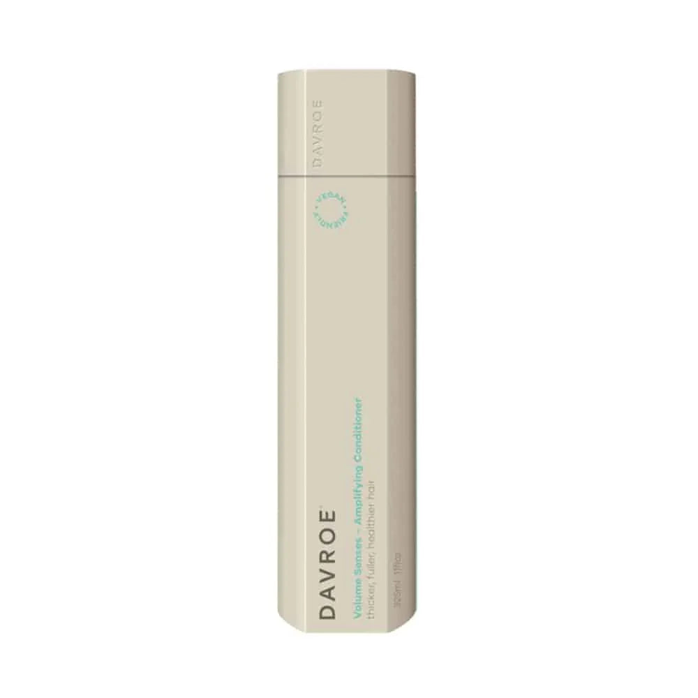 Davroe Volume Senses Amplifying Conditioner 325ml bottle on a neutral background, showcasing its sleek design and label.