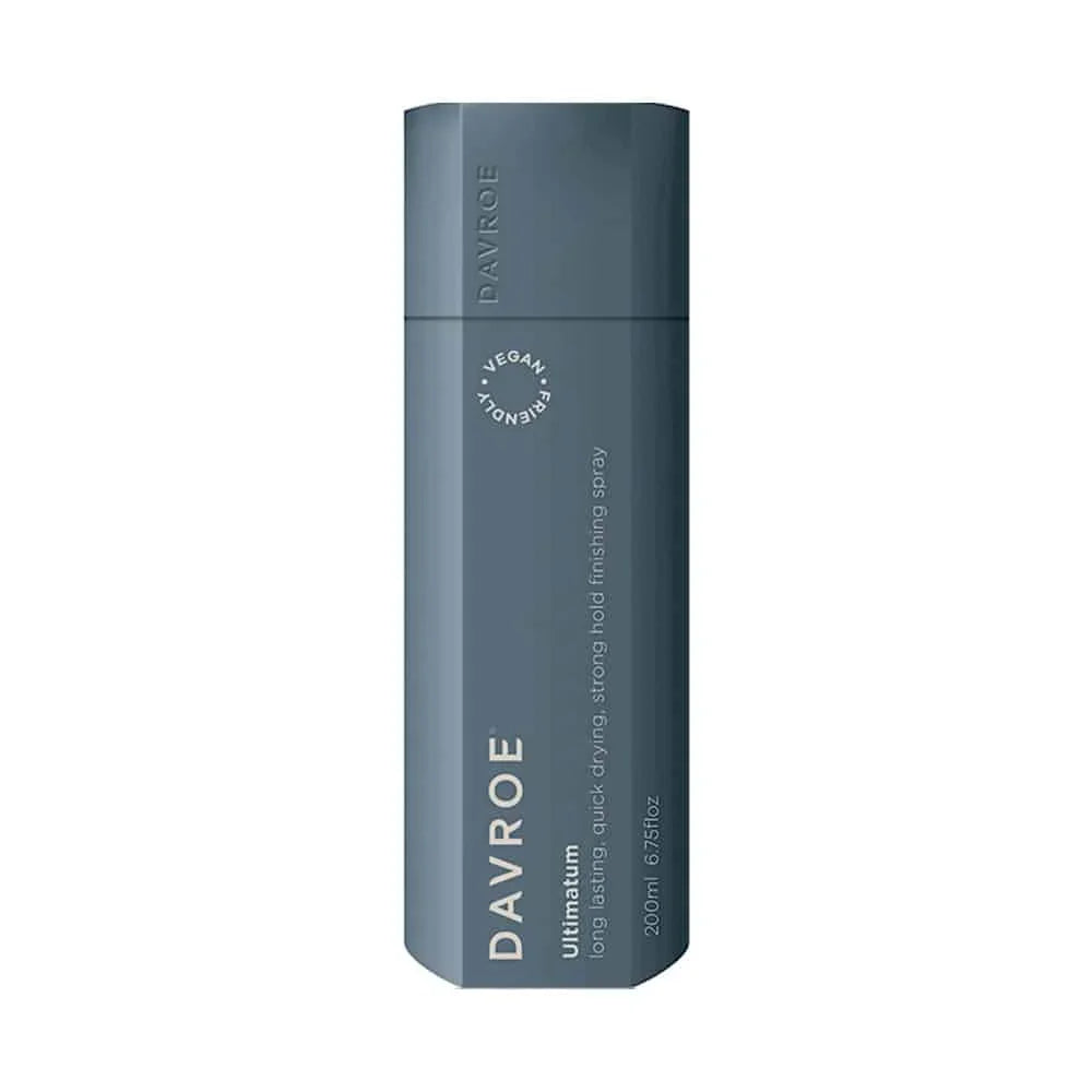 Davroe Ultimatum Hairspray 200ml bottle with a sleek design, ideal for styling and holding hair in place.