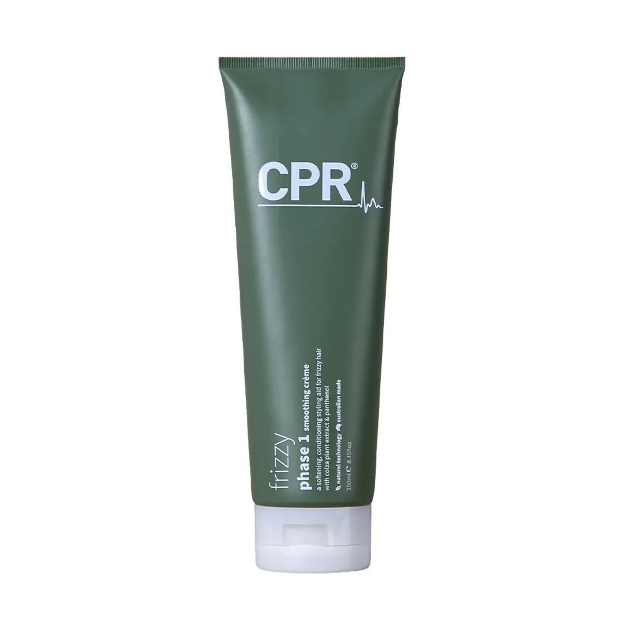 Cpr Frizzy Phase 1 Smoothing Creme in a 250ml container for taming frizz and smoothing hair texture.
