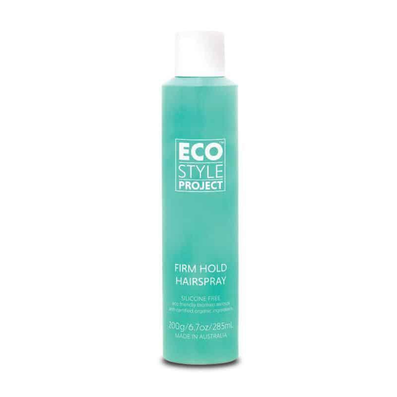 Eco Style Project Firm Hold Hairspray 285ml bottle with clear label and spray nozzle on a neutral background.