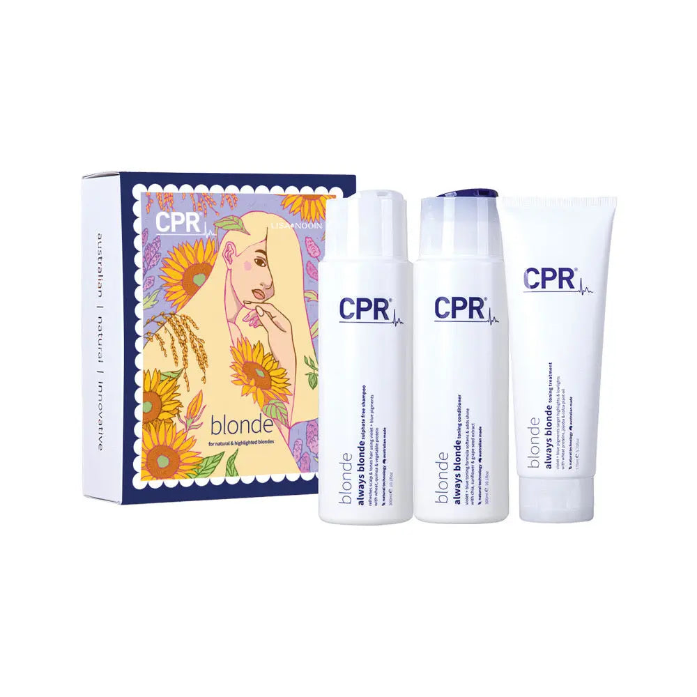 CPR Blonde Solution Trio Pack gift set with three hair care products for blonde hair care from CPR brand.