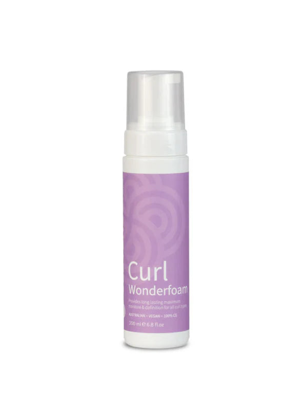 Clever Curl Curl Wonderfoam 200ml bottle with a sleek design for defining and enhancing curly hair.