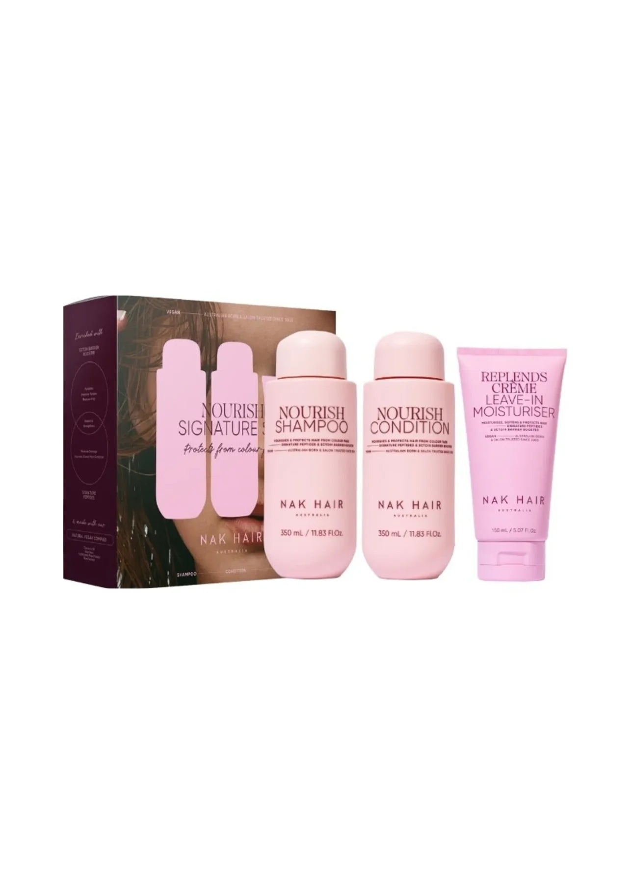 Nak Signature Nourish Mother's Day Trio gift set with nourishing skincare products in elegant packaging.