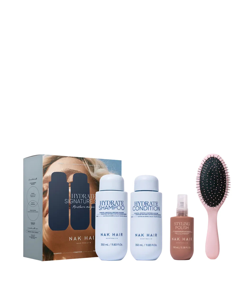 NAK Signature Hydrate Mother's Day gift set with skincare products in a stylish bundle, perfect for nourishing and hydrating skin.