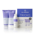 De Lorenzo Trio Solutions Pack featuring TrichoScalp Balance products in a neatly arranged display.