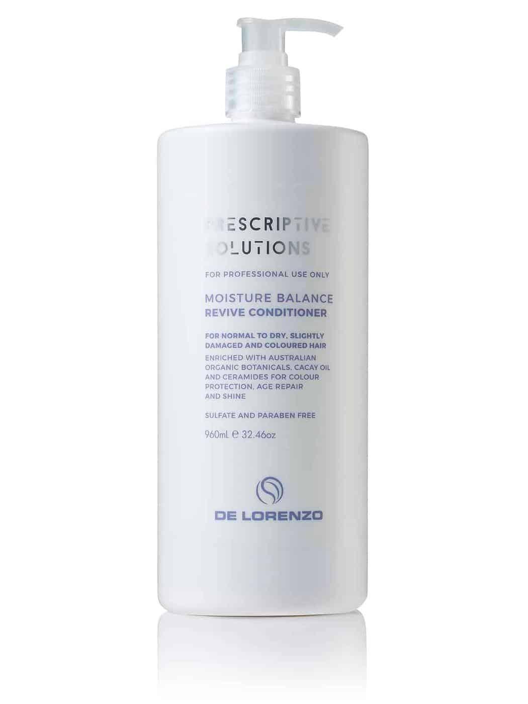 De Lorenzo Moisture Balance Conditioner 960ml bottle with a sleek design, ideal for hydrating and nourishing hair.