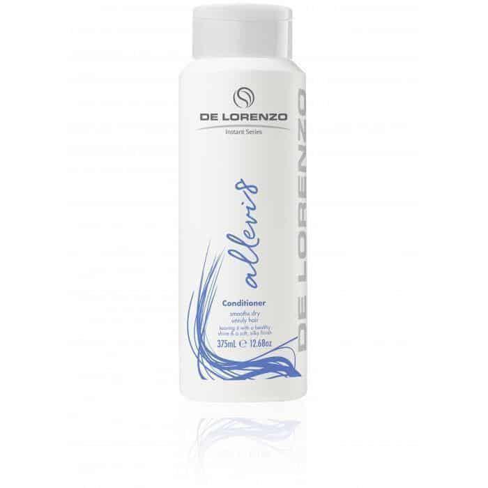 De Lorenzo Instant Allevi8 Conditioner 375ml bottle with sleek design and label on a white background.